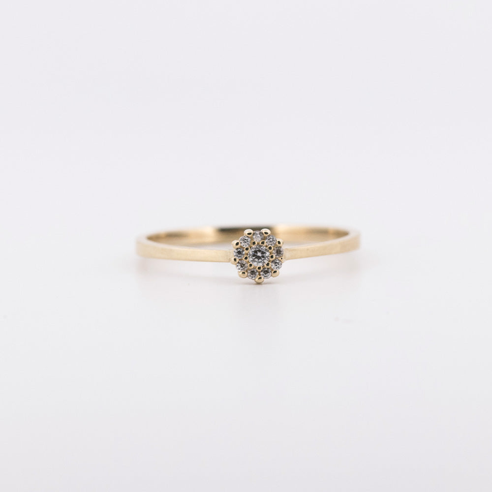 Anillo 14k halo cruzado