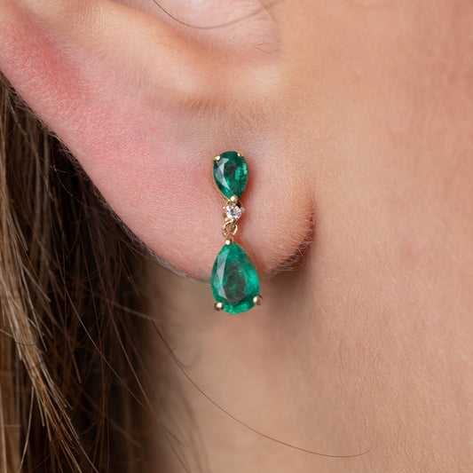 Aretes Esmeraldas y diamantes