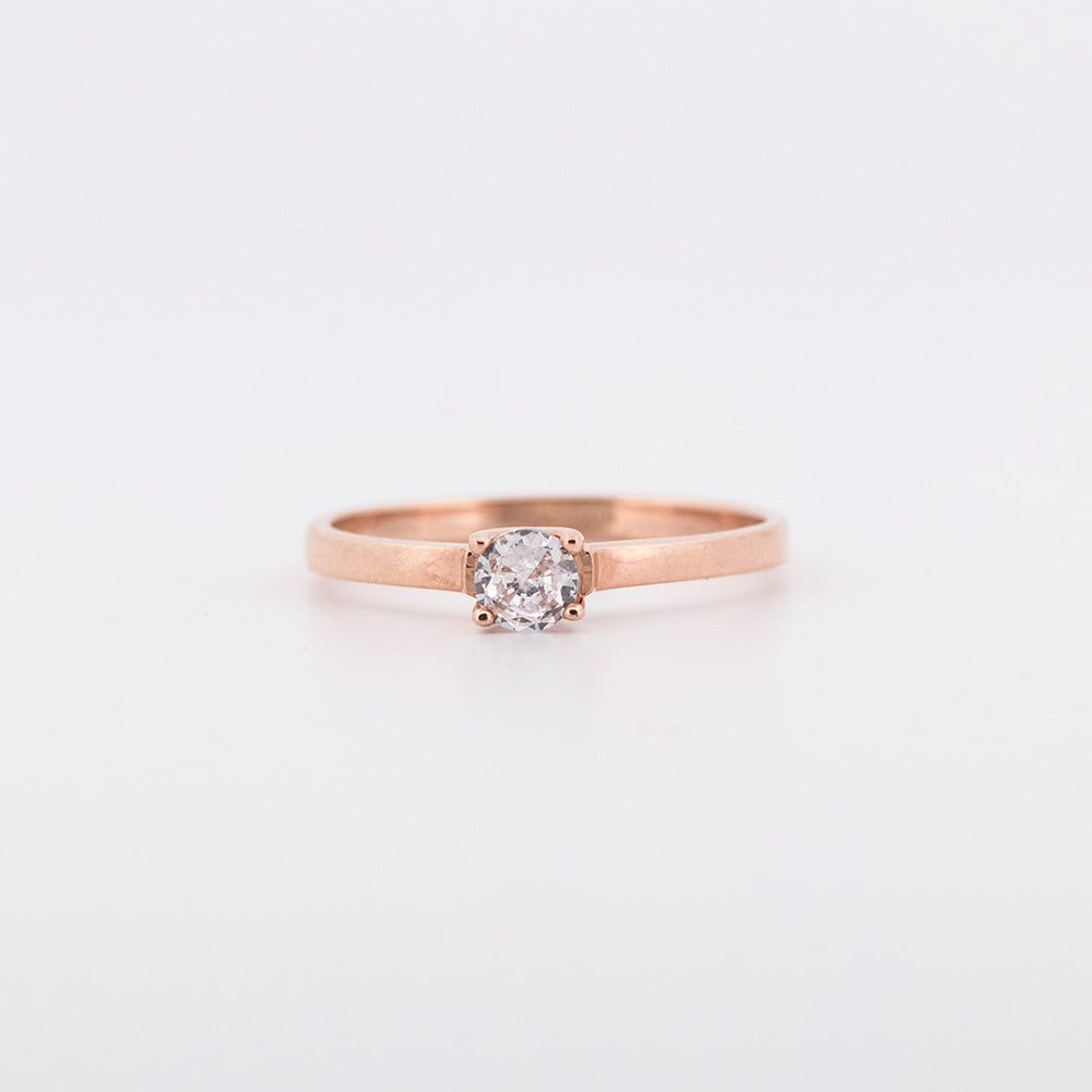 Anillo solitario oro rosa